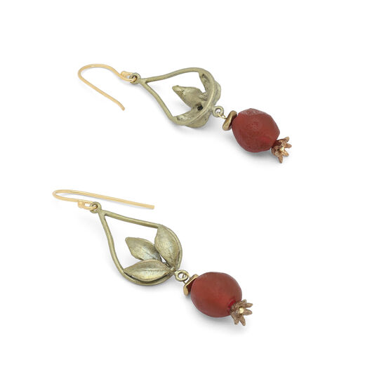 Pomegranate teardrop hook earrings by Michael Michaud